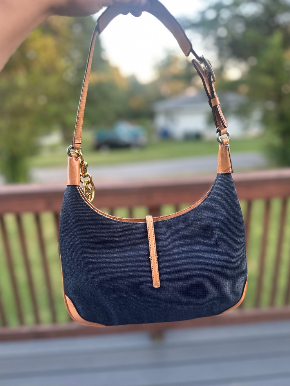 Vintage y2k 2001 Coach Hampton Denim Clip Hobo - Picture 2 of 9